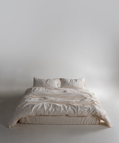 Stonewash 100% Yıkanmış Pamuk Çarşaf Set Akdeniz Kremi