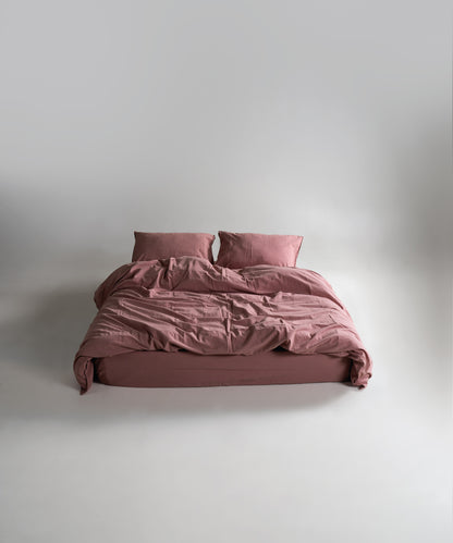 Stonewash 100% Yıkanmış Pamuk Çarşaf Old Rose