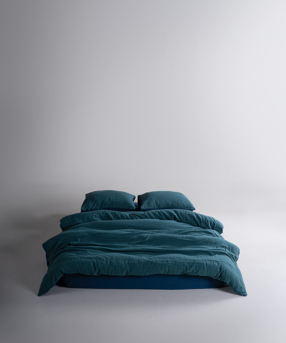 Esse Müslin Doubleface %100 Pamuk Nevresim Takımı Dress Blue - Dark Green