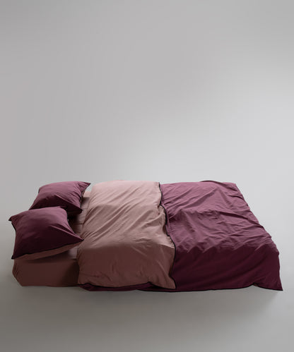 Essualte Doubleface %100 Pamuk Nevresim Takımı Old Rose-Raspberry