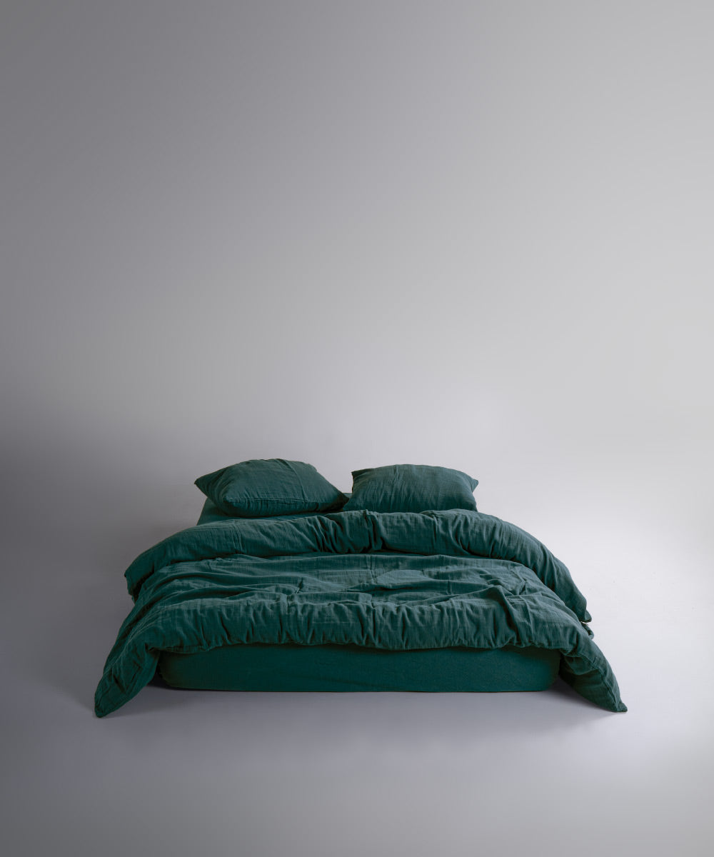 %100 Pamuk Yıkamalı Müslin Nevresim Takımı Dark Green