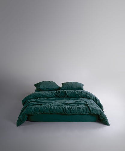 %100 Pamuk Yıkamalı Müslin Nevresim Takımı Dark Green