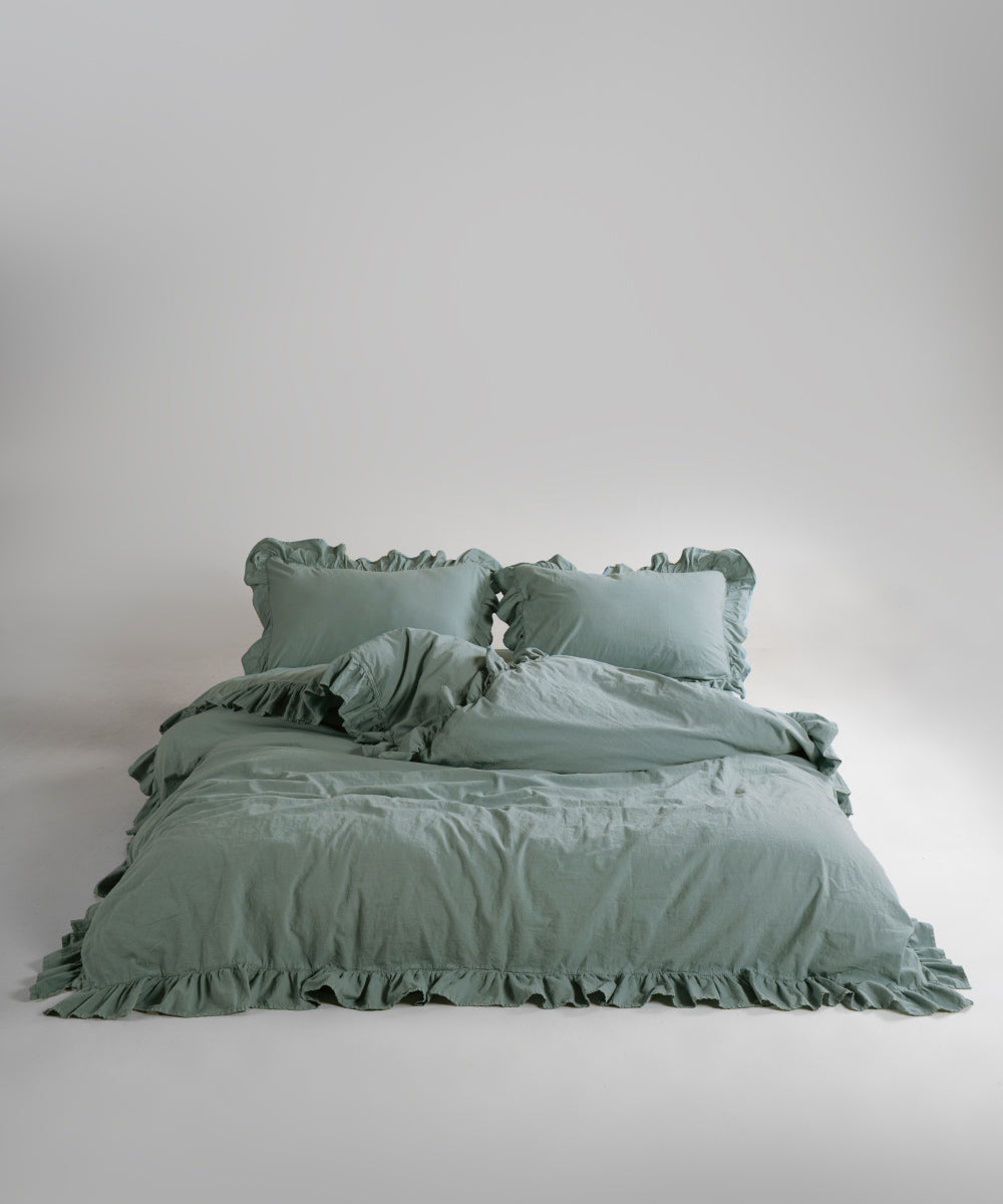 Stonewash 100% Yıkanmış Pamuk Exclusive Yastık Kılıfı Natural Green