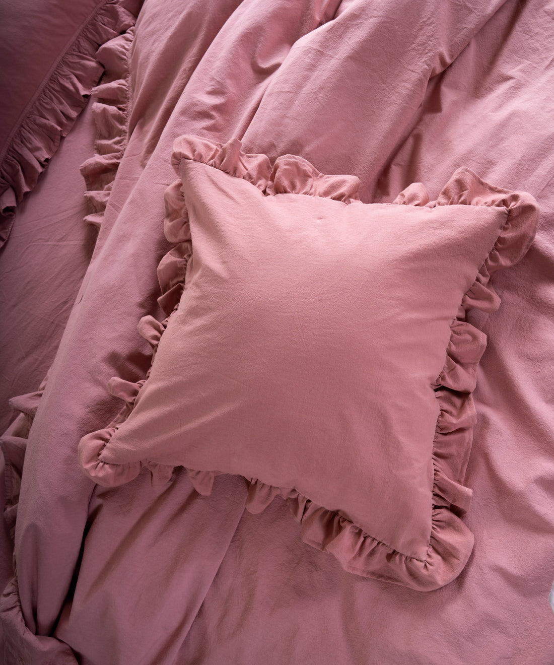 Stonewash %100 Pamuk Exclusive Kırlent Old Rose - 45X45cm