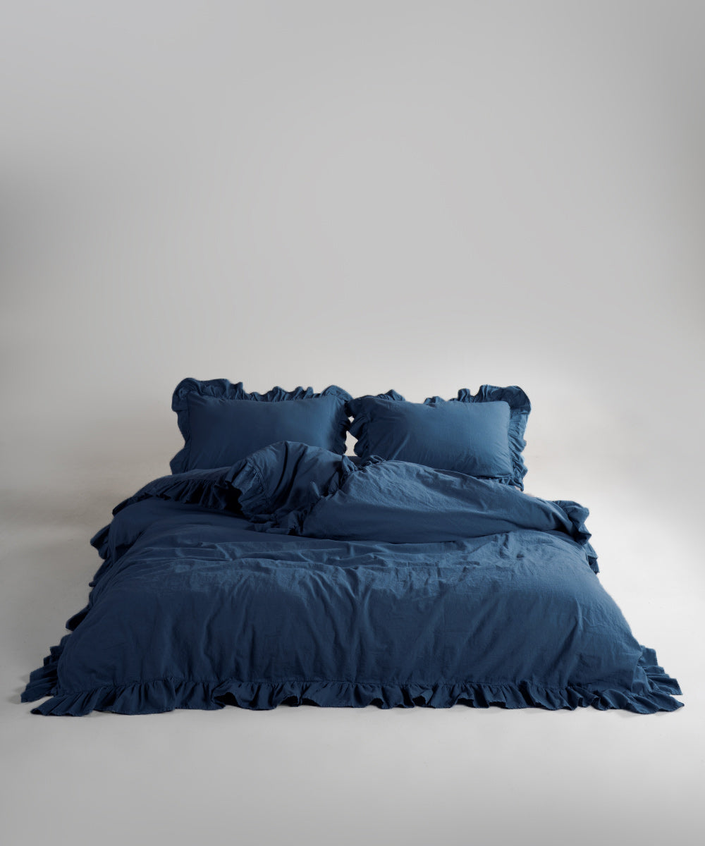Stonewash 100% Yıkanmış Pamuk Exclusive Yastık Kılıfı Dress Blue