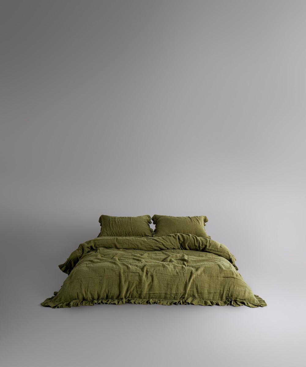 %100 Pamuk Yıkamalı Exclusive Müslin Çarşaf Set - Olive
