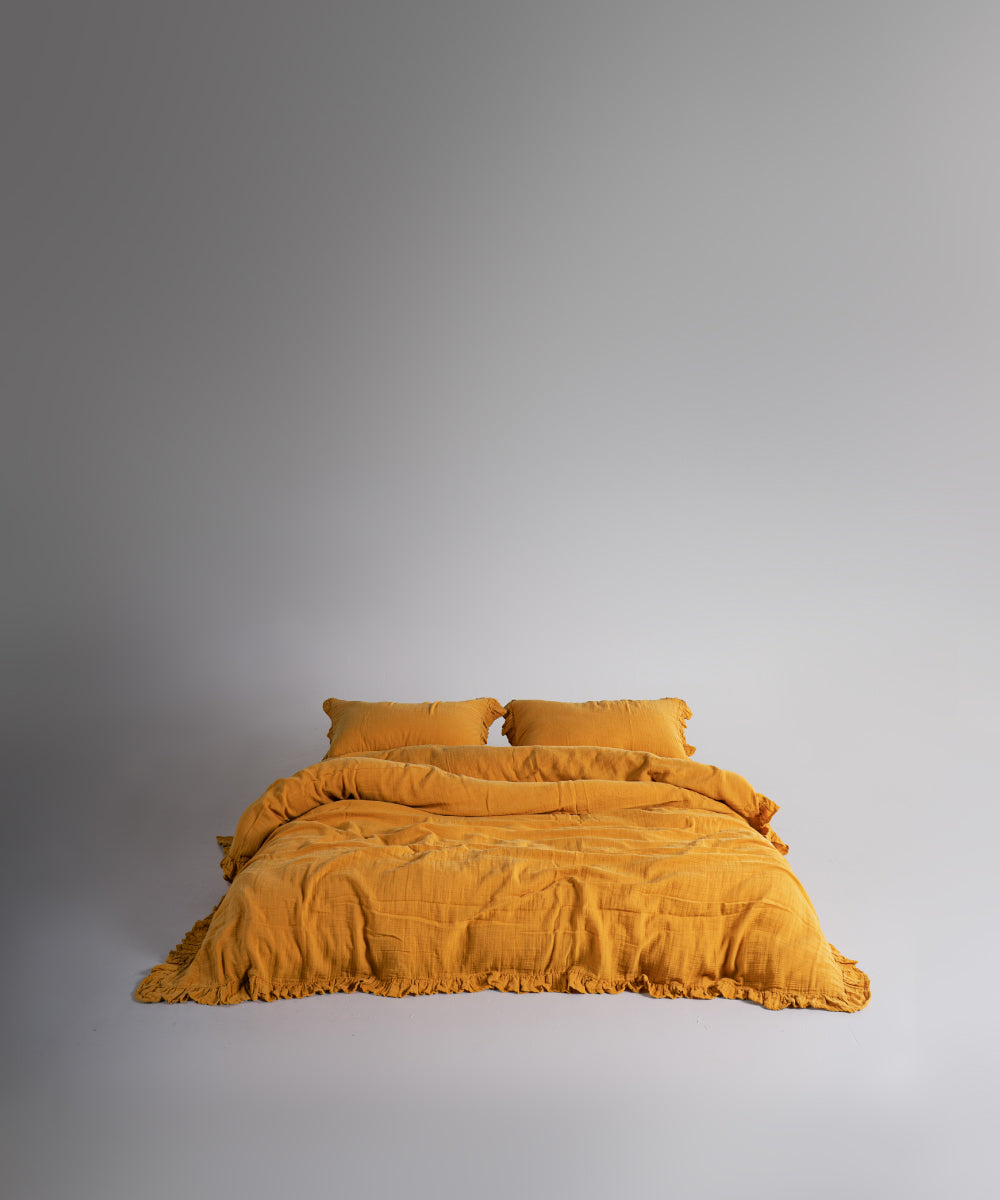 %100 Pamuk Yıkamalı Exclusive Müslin Yastık Kılıfı - Mustard