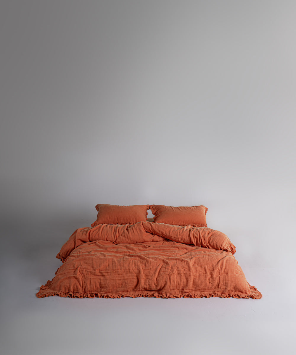 %100 Pamuk Yıkamalı Exclusive Müslin Yastık Kılıfı - Mecca Orange