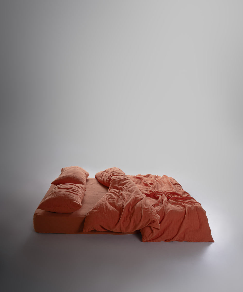 %100 Pamuk Yıkamalı Müslin Nevresim - Mecca Orange