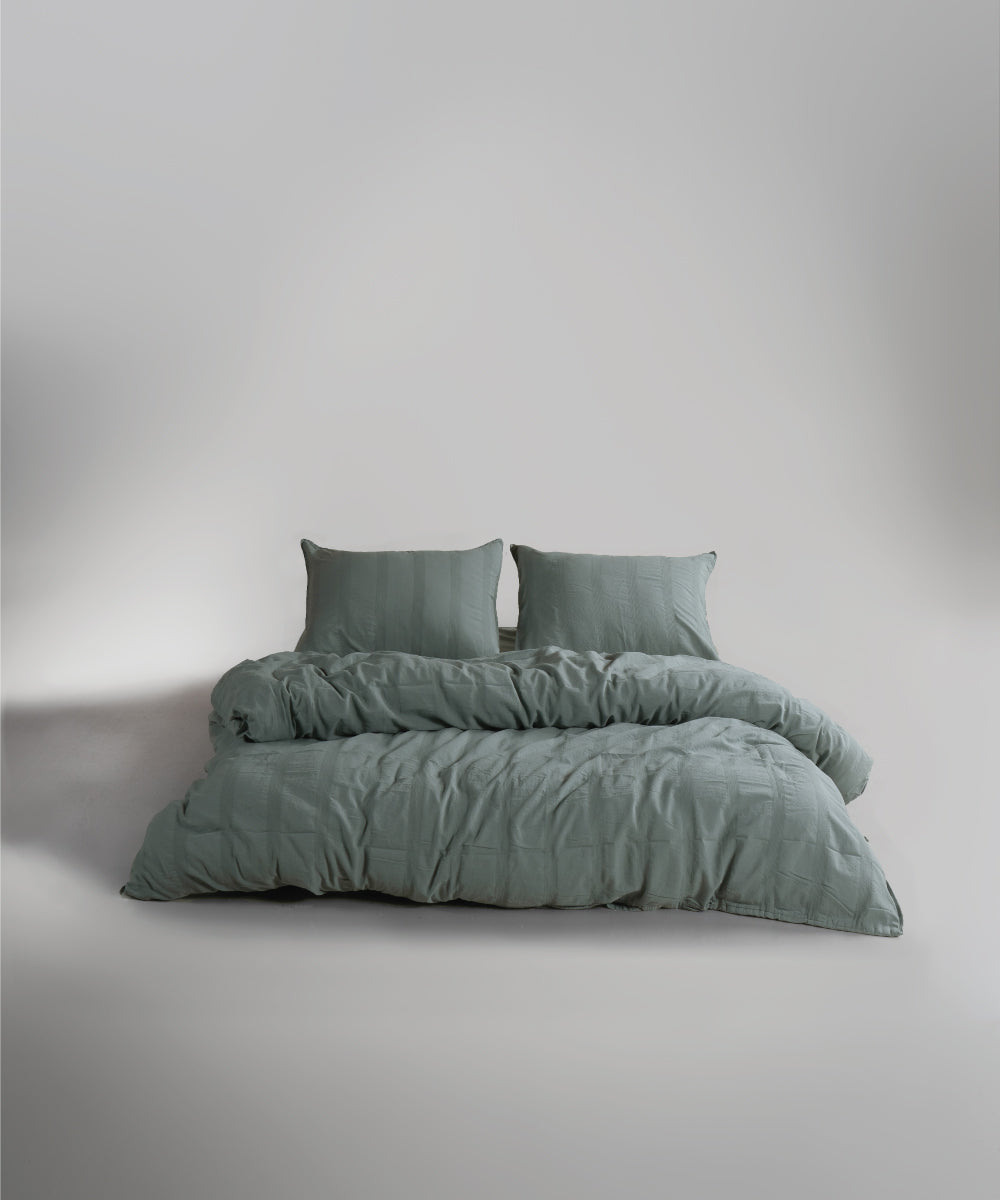 %100 Pamuk Stonewash Nevresim Takımı Cassandra - Natural Green