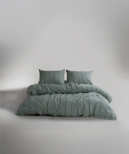 %100 Pamuk Stonewash Nevresim Takımı Cassandra - Natural Green