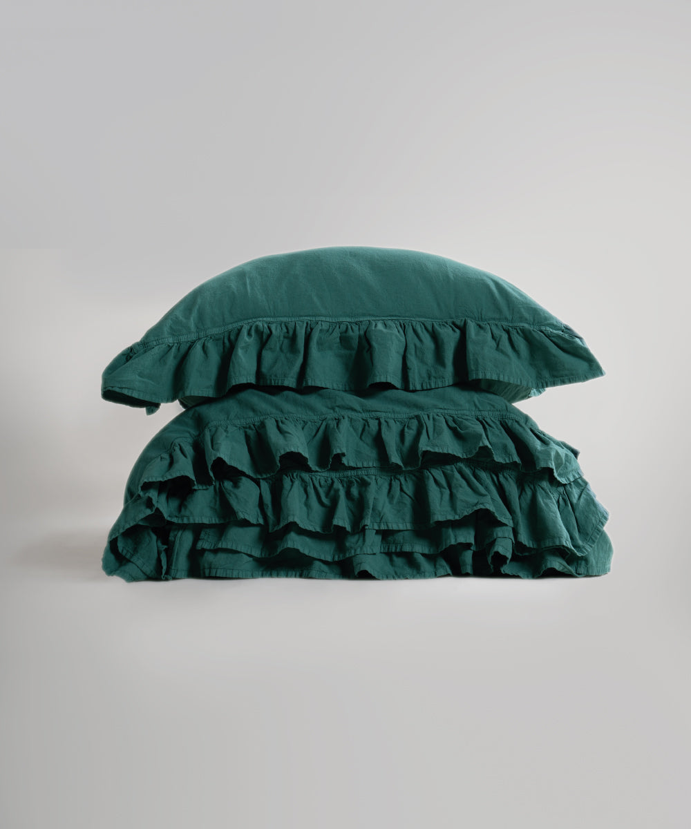 Stonewash 100% Yıkanmış Pamuk Exclusive Yastık Kılıfı Dark Green