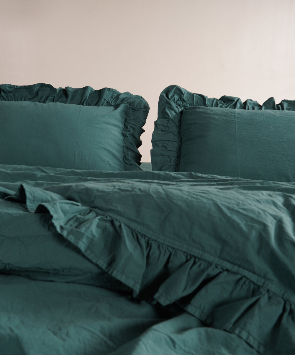 Stonewash 100% Yıkanmış Pamuk Exclusive Yastık Kılıfı Dark Green