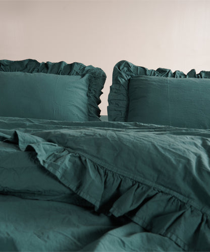 Stonewash 100% Yıkanmış Pamuk Exclusive Yastık Kılıfı Dark Green