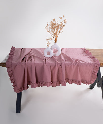 Stonewash %100 Pamuk Exclusive Masa Örtüsü Old Rose - 140X200cm