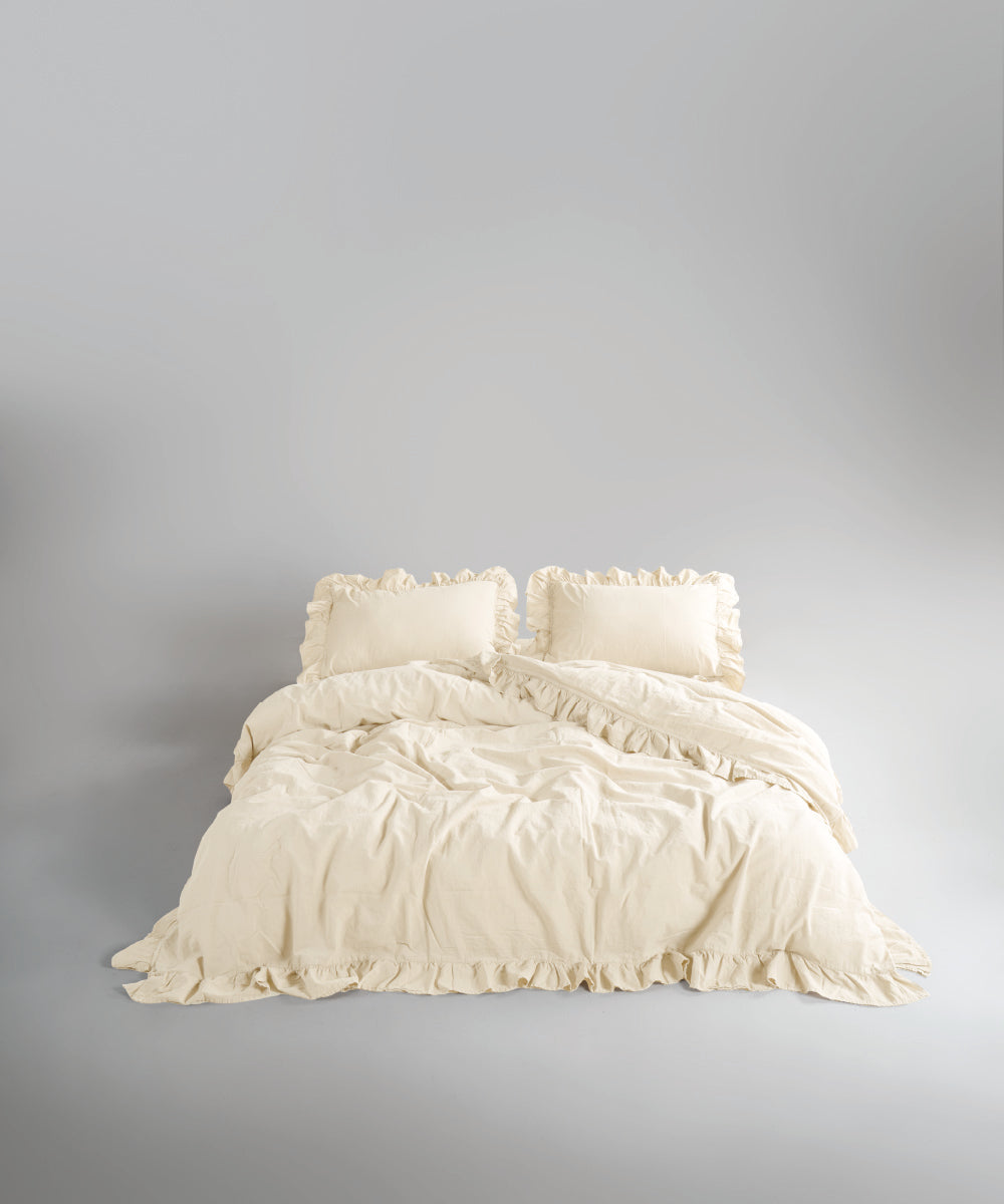 Stonewash 100% Yıkanmış Pamuk Exclusive Yastık Kılıfı Akdeniz Kremi