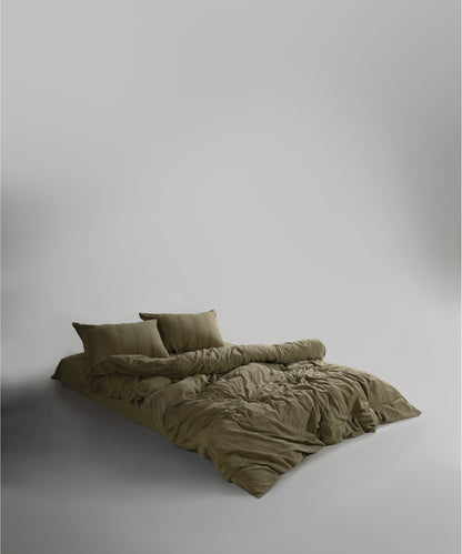 %100 Pamuk Stonewash Nevresim Takımı Cassandra - Olive