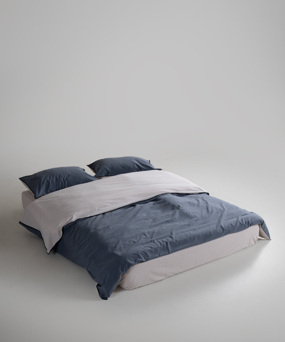 Essualte Doubleface %100 Pamuk Nevresim Takımı Natural Grey / Natural Cream