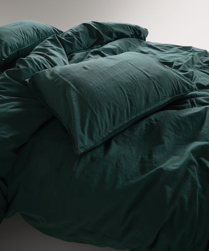 Stonewash 100% Yıkanmış Pamuk Nevresim Seti Dark Green