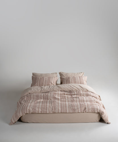 %100 Pamuk Stonewash Nevresim Takımı Coastal Trio - Oxford Tan