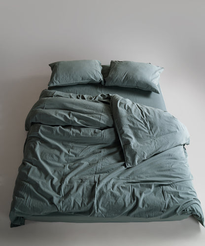 Stonewash 100% Yıkanmış Pamuk Yastık Kılıfı Natural Green