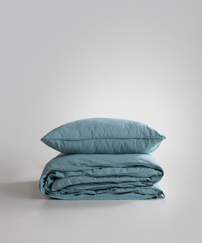 Stonewash 100% Yıkanmış Pamuk Nevresim Seti Mineral Blue