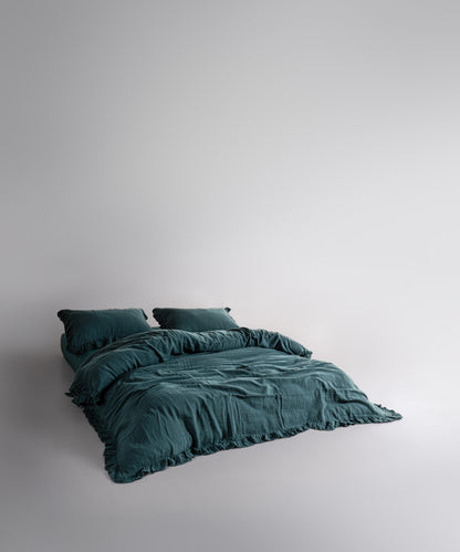 %100 Pamuk Yıkamalı Exclusive Müslin Yastık Kılıfı - Dark Green