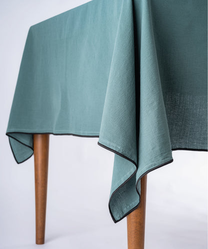 100% Pamuk Stonewashed Masa Örtüsü - Dark Green