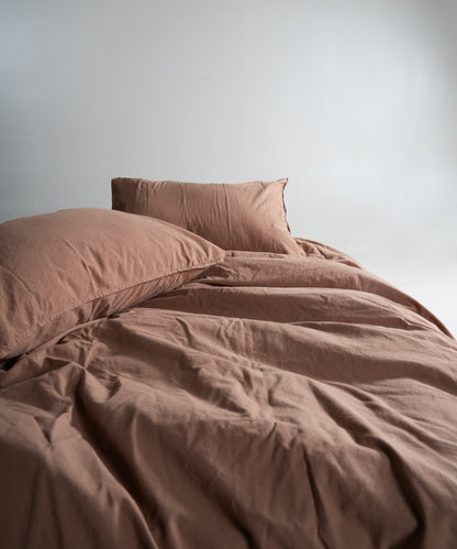 Stonewash 100% Yıkanmış Pamuk Nevresim Takımı Wood Smoke