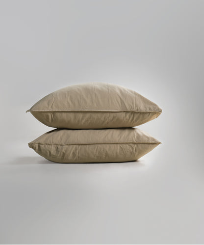 Stonewash 100% Yıkanmış Pamuk Yastık Kılıfı Oxford Tan
