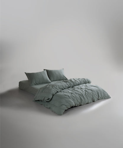 %100 Pamuk Stonewash Nevresim Takımı Cassandra - Natural Green