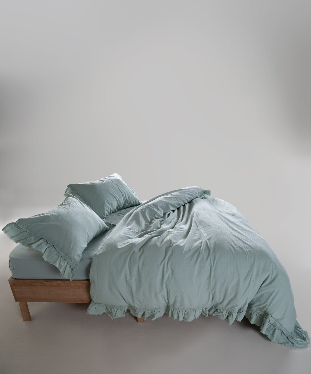 %100 Pamuk Stonewash Nevresim Takımı - Francesca Mint