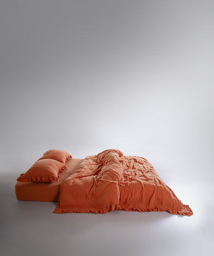 %100 Pamuk Yıkamalı Exclusive Müslin Çarşaf Set - Mecca Orange