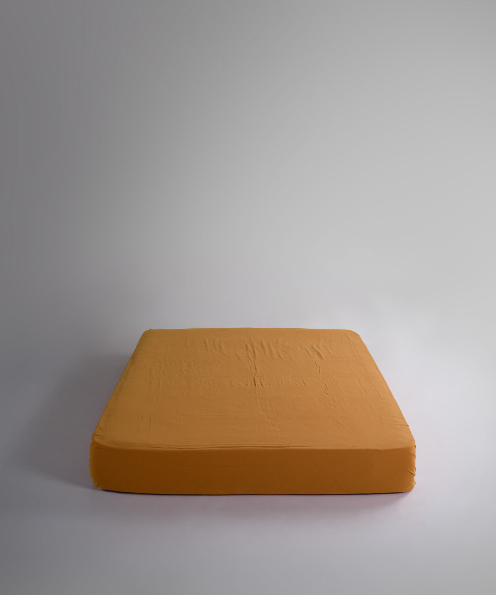 %100 Pamuk Yıkamalı Müslin Çarşaf Set - Mustard