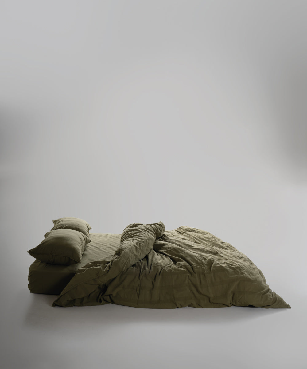 %100 Pamuk Stonewash Nevresim Takımı Cassandra - Olive