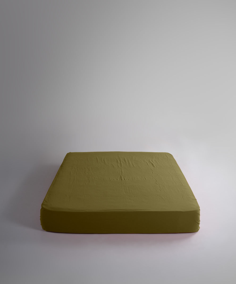 %100 Pamuk Yıkamalı Müslin Çarşaf Set - Olive