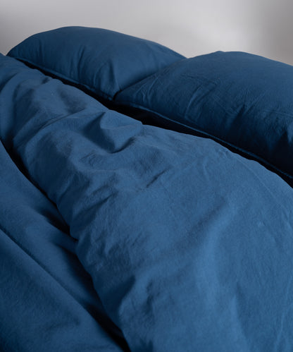 Stonewash 100% Yıkanmış Pamuk Nevresim Takımı Dress Blue