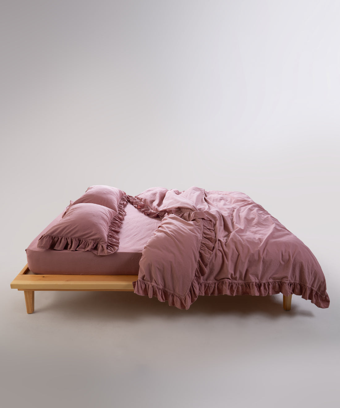 Stonewash 100% Yıkanmış Pamuk Exclusive Nevresim Takımı Old Rose