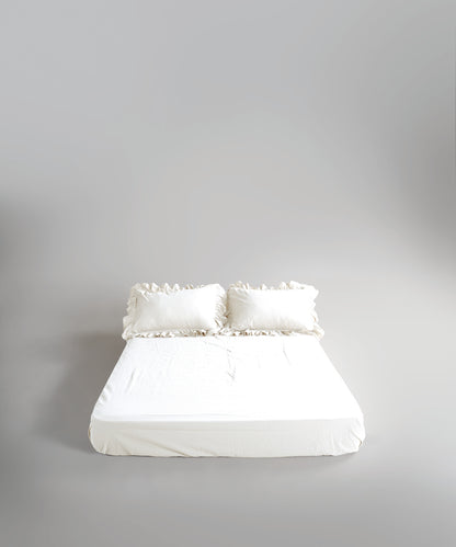 Stonewash 100% Yıkanmış Pamuk Exclusive Çarşaf Set Snow White