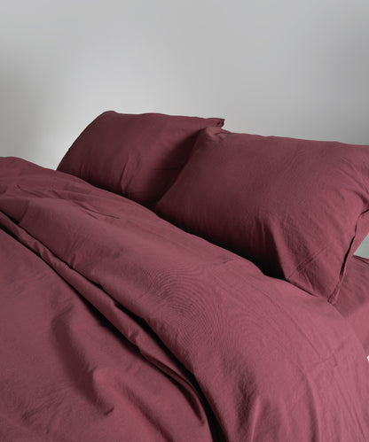 Stonewash 100% Yıkanmış Pamuk Nevresim Seti Raspberry