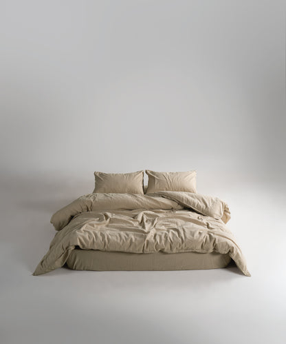 Stonewash 100% Yıkanmış Pamuk Nevresim Seti Oxford Tan