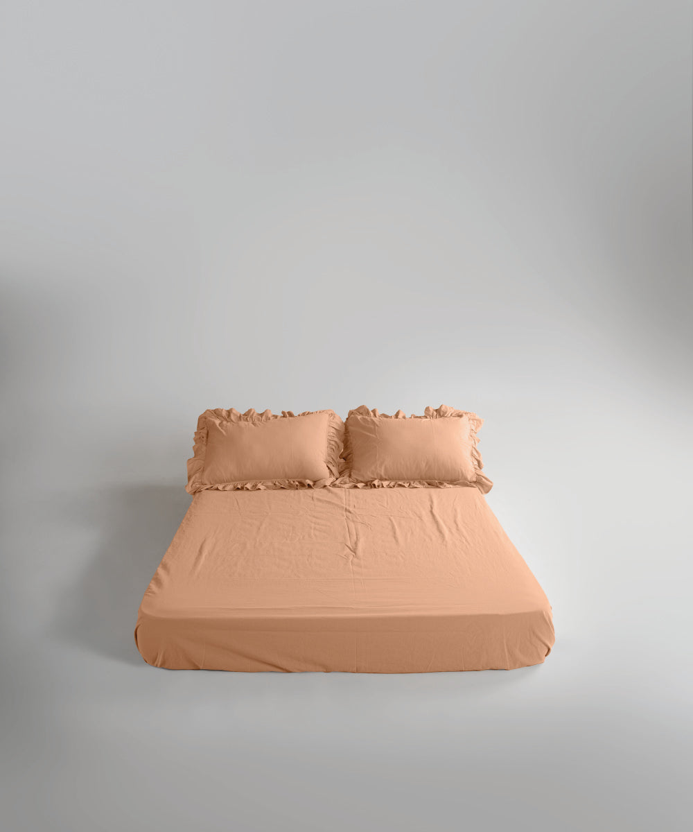 Stonewash 100% Yıkanmış Pamuk Exclusive Çarşaf Set Toast