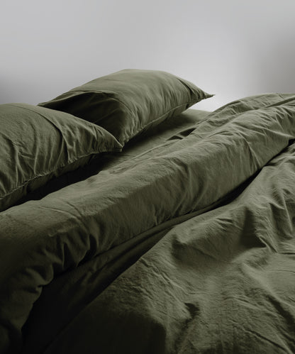 Stonewash 100% Yıkanmış Pamuk Nevresim Takımı Capulet Olive