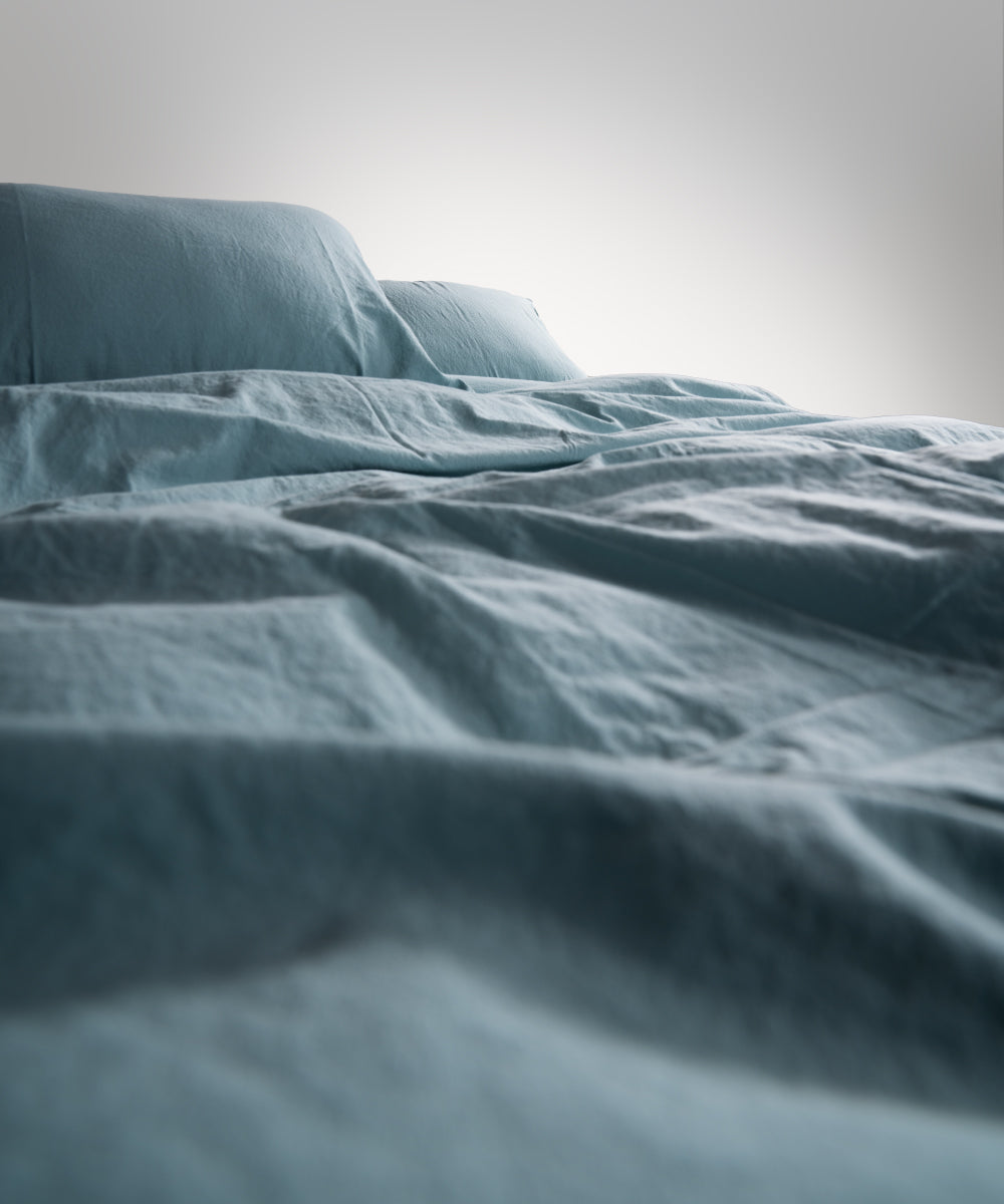 Stonewash 100% Yıkanmış Pamuk Nevresim Takımı Mineral Blue