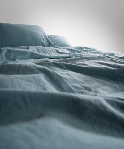 Stonewash 100% Yıkanmış Pamuk Nevresim Takımı Mineral Blue