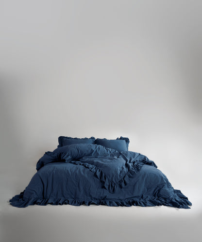 Stonewash 100% Yıkanmış Pamuk Exclusive Nevresim Dress Blue