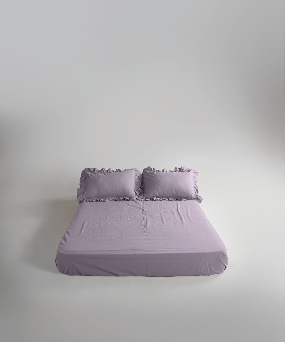 Stonewash 100% Yıkanmış Pamuk Exclusive Çarşaf Set Natural Violet