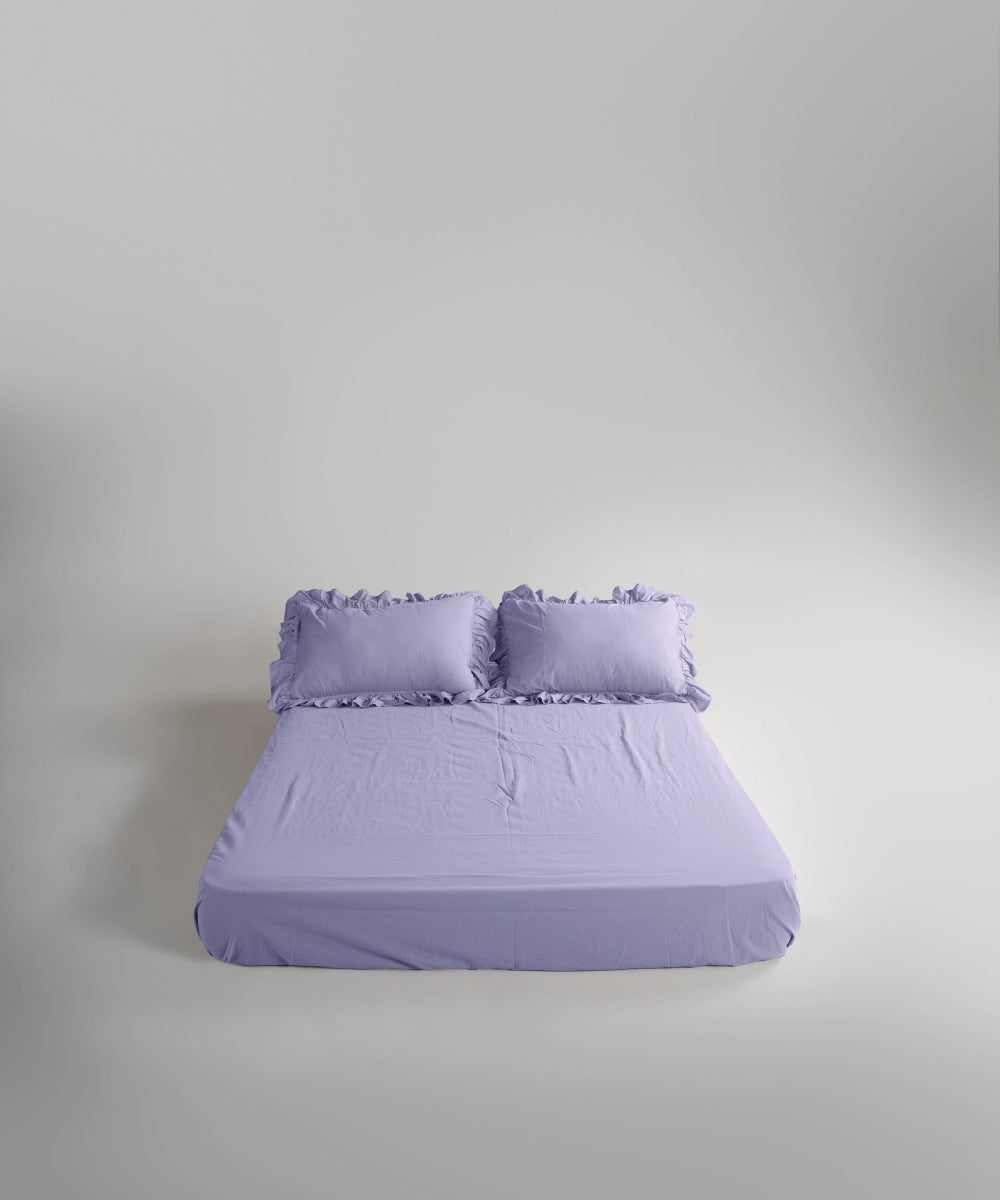 Stonewash 100% Yıkanmış Pamuk Exclusive Çarşaf Set Violet