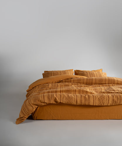 %100 Pamuk Stonewash Nevresim Takımı Coastal Trio - Mustard