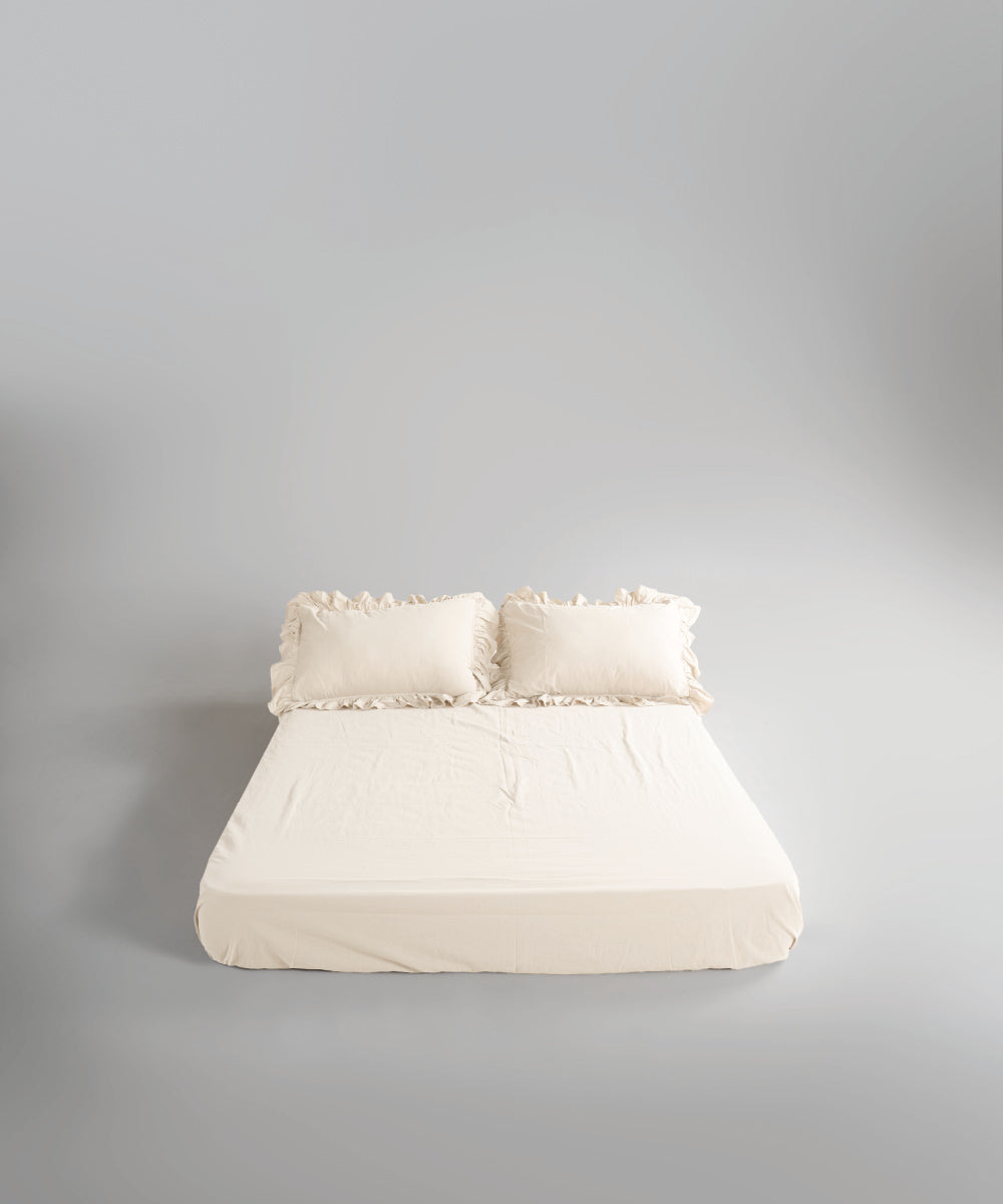 Stonewash 100% Yıkanmış Pamuk Exclusive Çarşaf Set Akdeniz Kremi